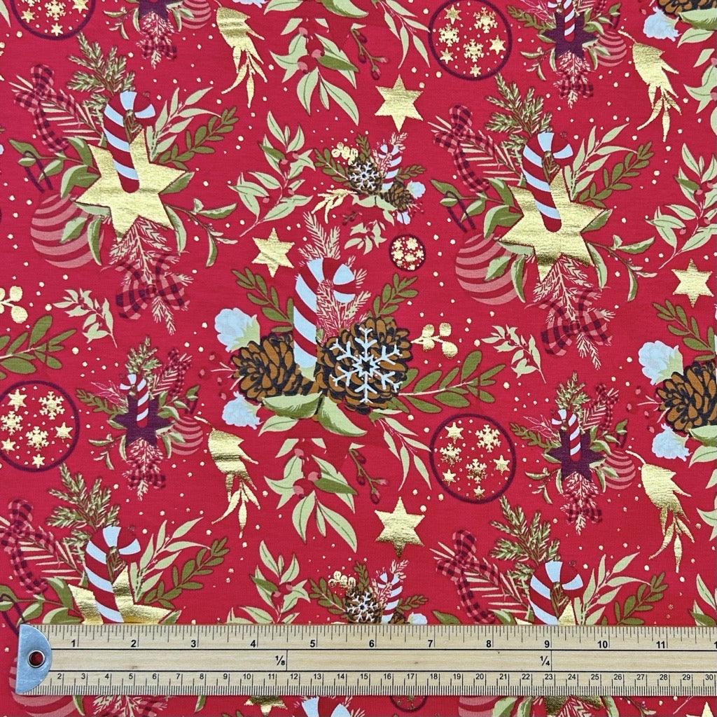 Sparkly Christmas Decor Cotton Jersey Fabric - Pound Fabrics