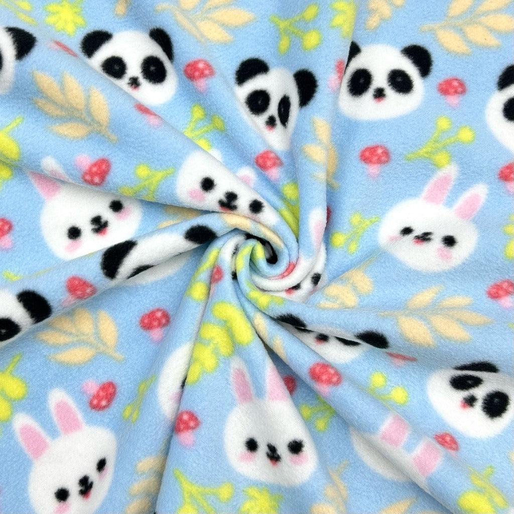 Pandas and Bunnies Anti Pill Polar Fleece Fabric - Pound Fabrics