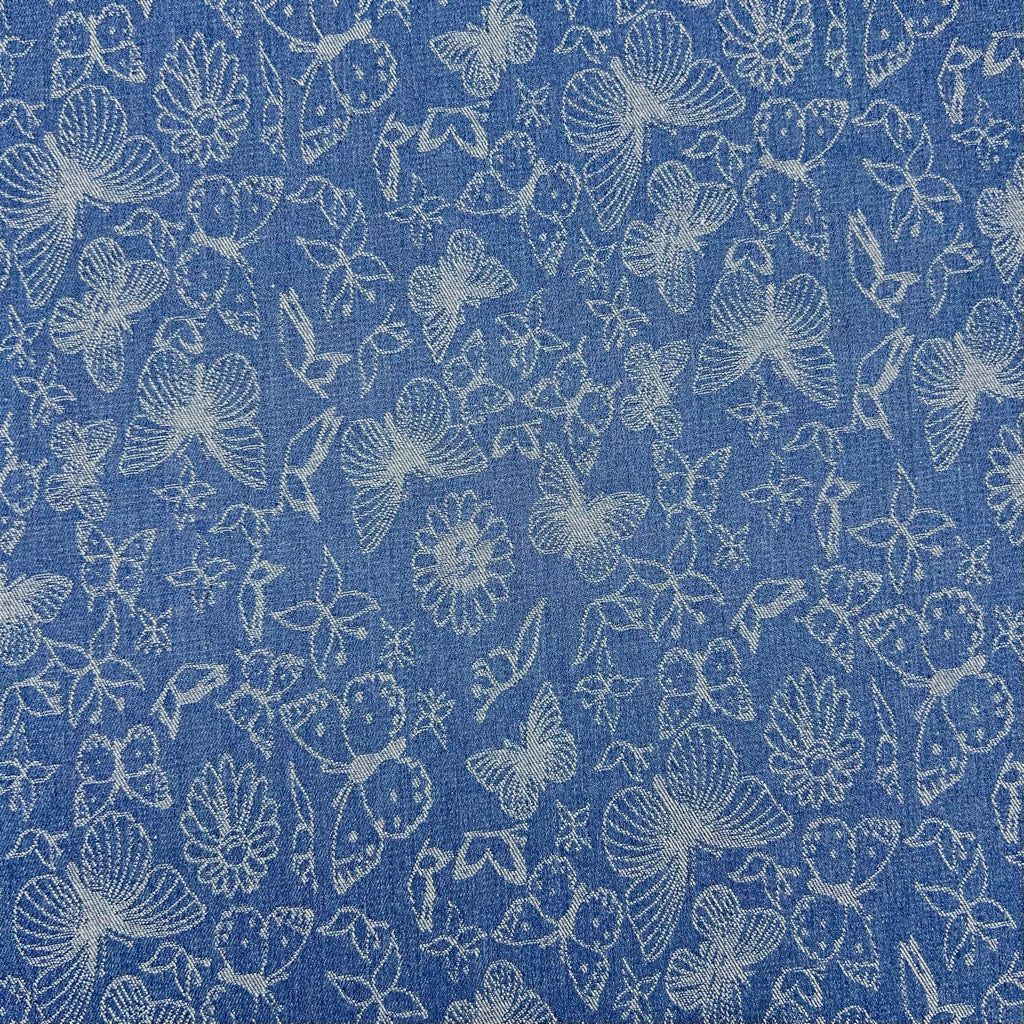 Butterfly Blooms Jacquard Denim Fabric