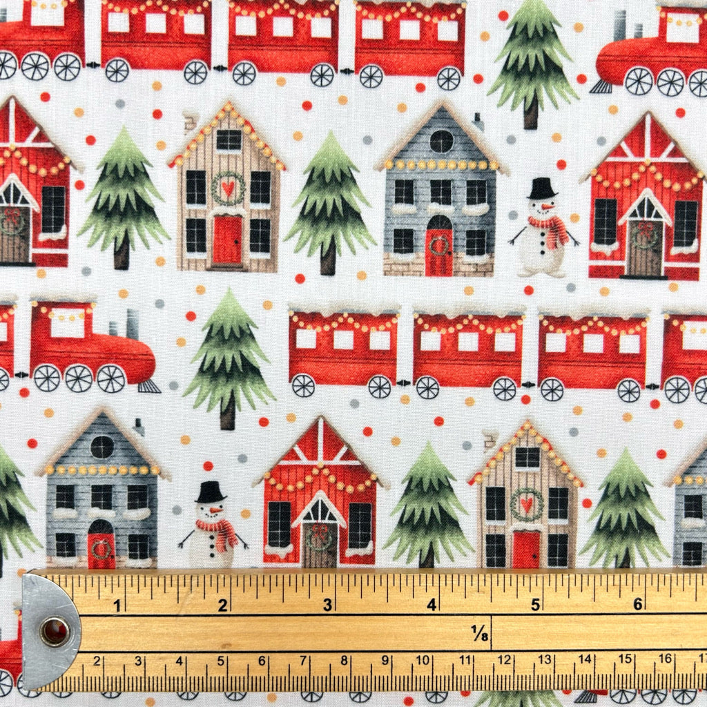 Christmas Village Polycotton Fabric
