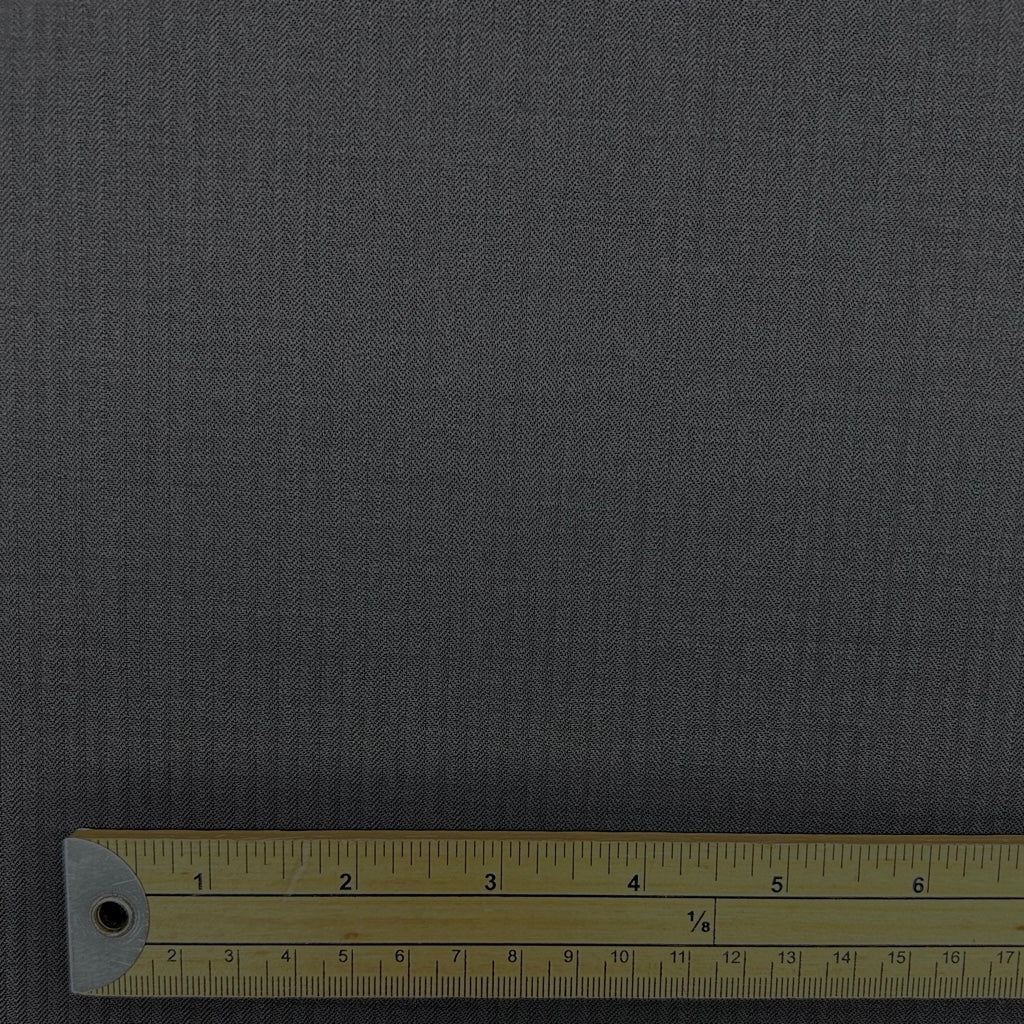 Black Herringbone Wool Blend Suiting Fabric