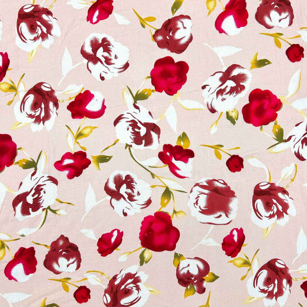 Country Roses Viscose Challis Fabric