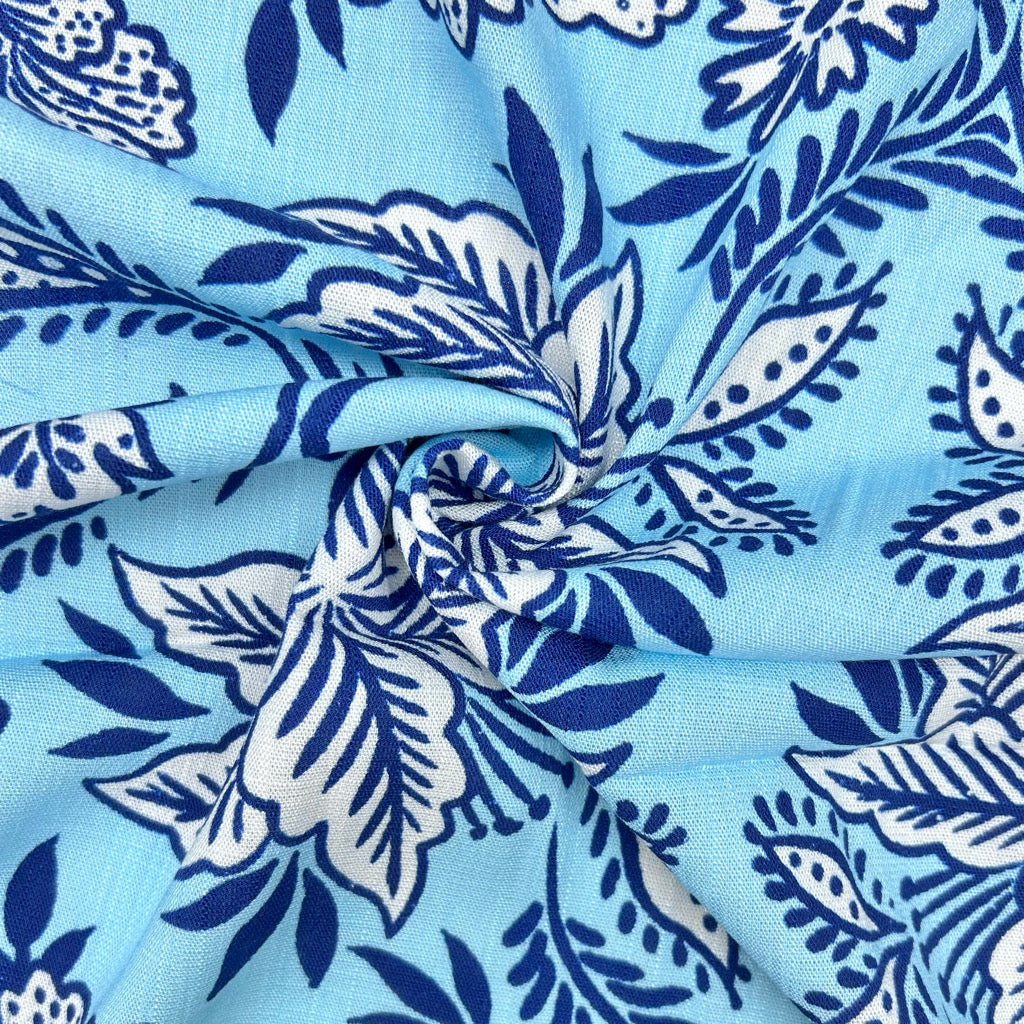Blooming Vines Stretch Linen Mix Fabric