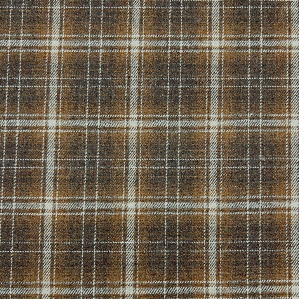 Shaded Line Check Wool Blend Fabric