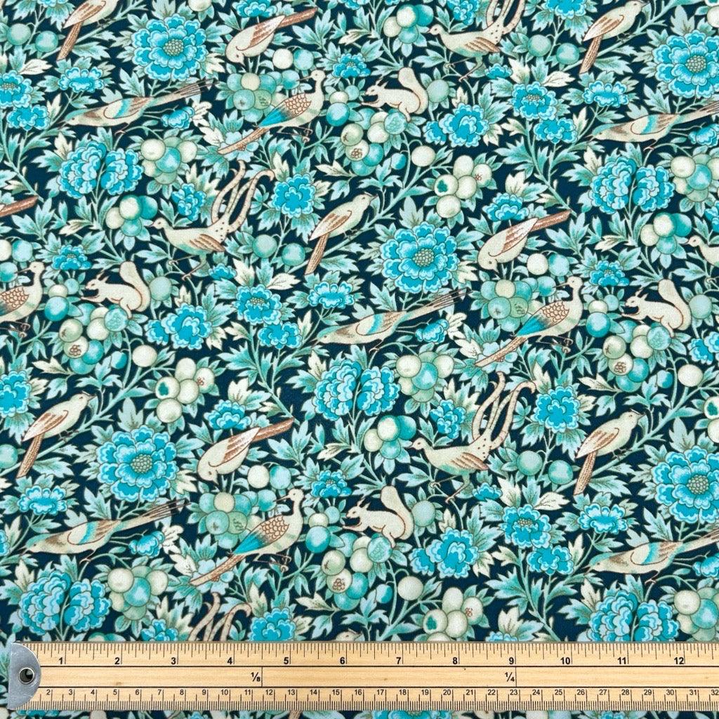 Flowers and Birds Crepe Fabric - Pound Fabrics