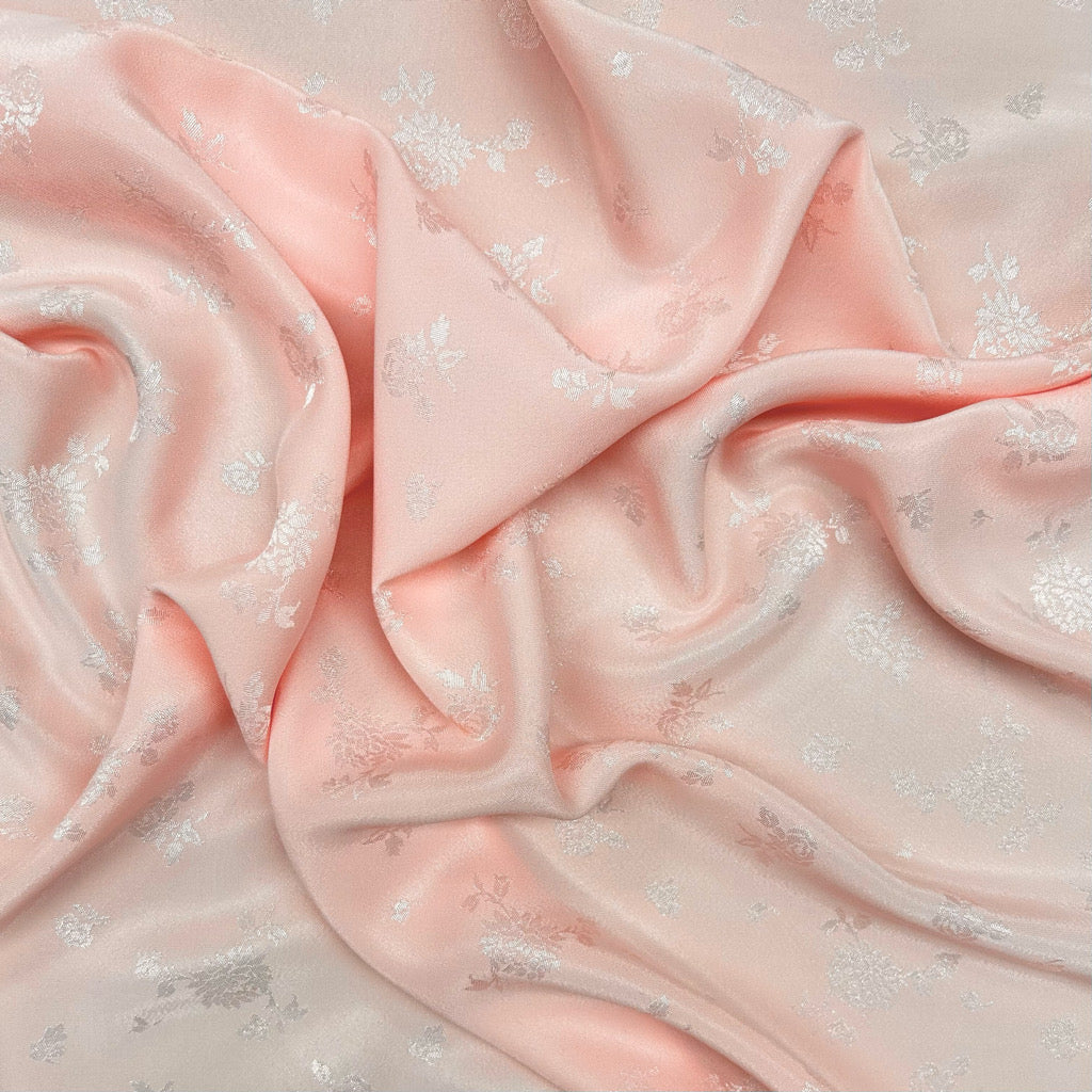 Blush Meadow Jacquard Satin Fabric