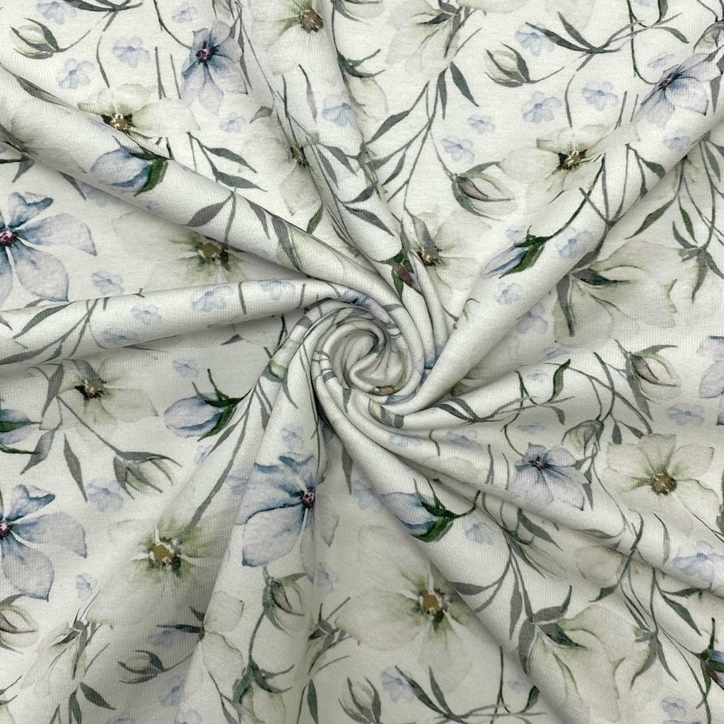 White Ground Fabric Floral Print Cotton