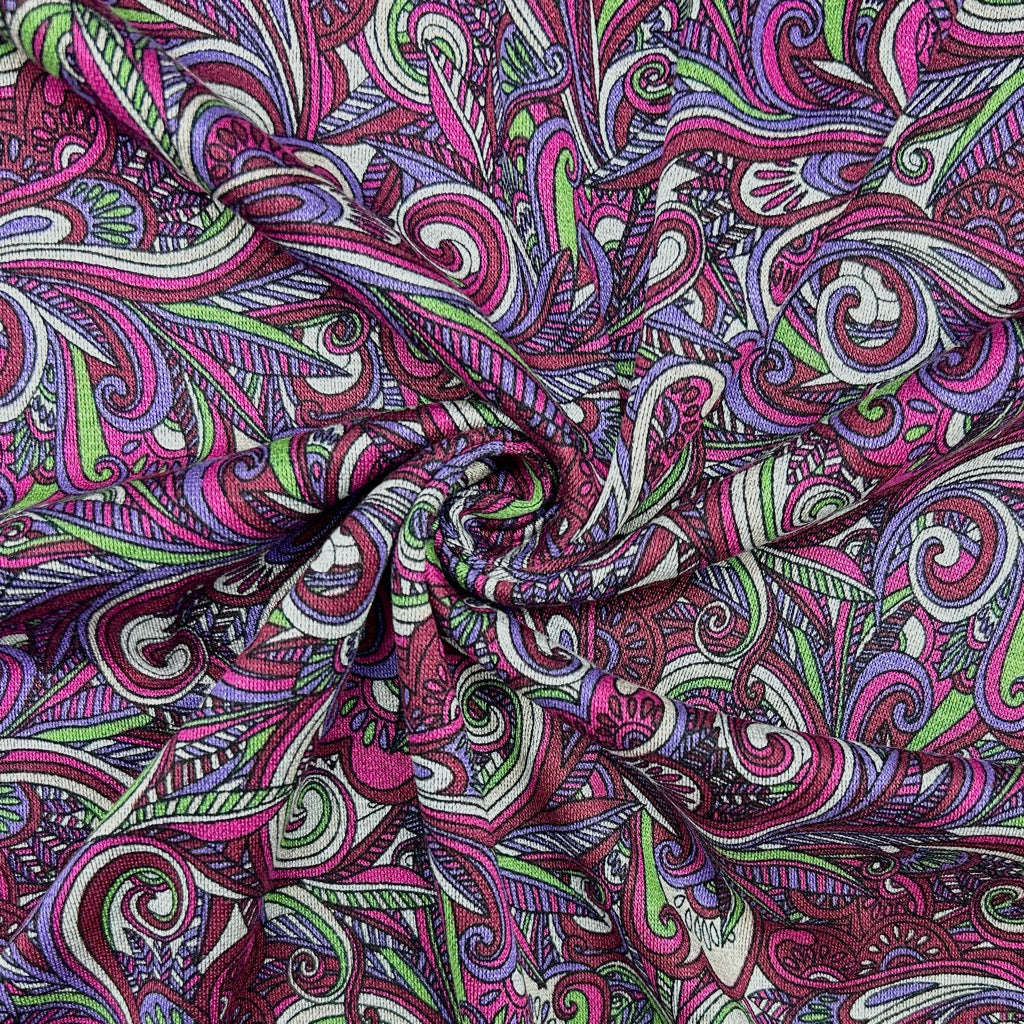Vintage Paisley Viscose Ponte Roma Fabric