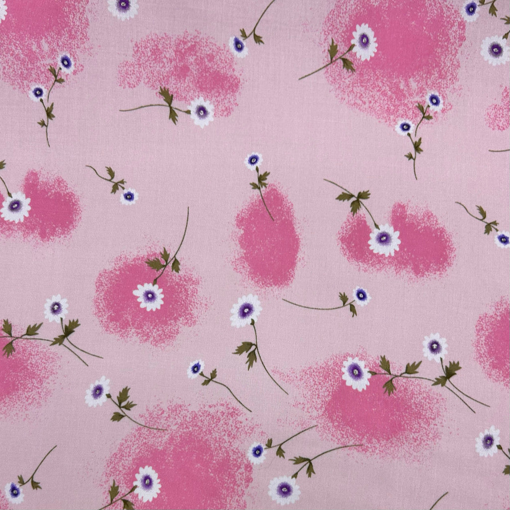 Airbrushed Flowers Viscose Challis Fabric