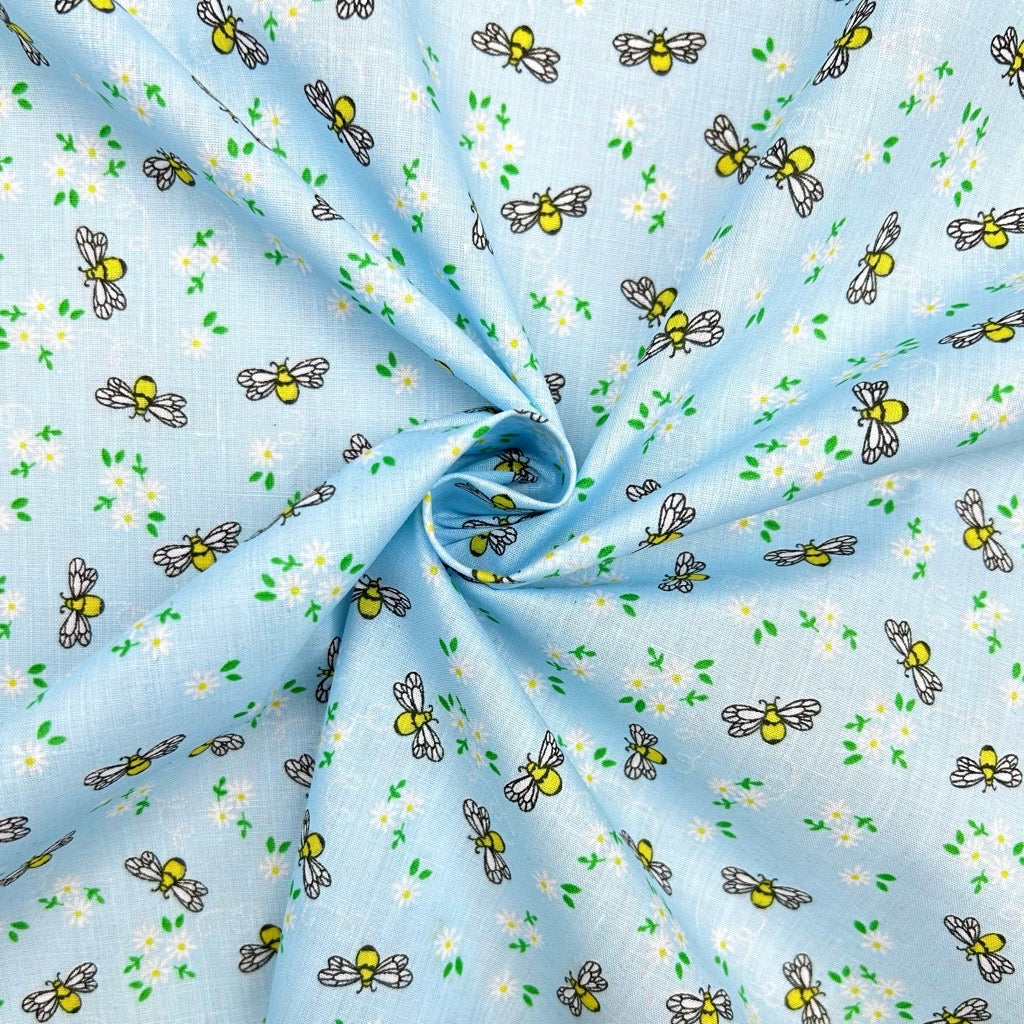 Honeybee Floral Polycotton Fabric