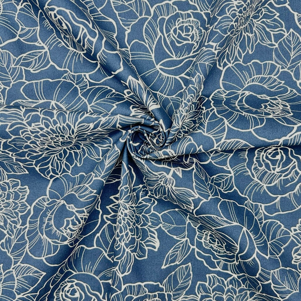 Elegant Blooms Rose & Hubble Cotton Poplin Fabric