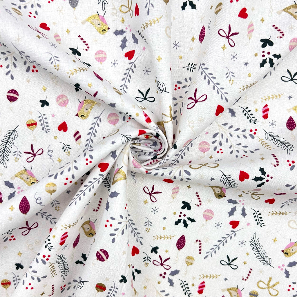 Holiday Tweets Cotton Poplin Fabric