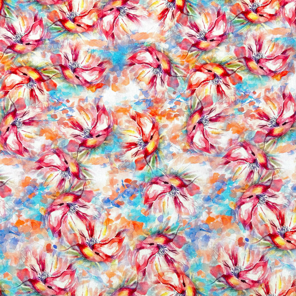 Floral Motion Linen Viscose Fabric