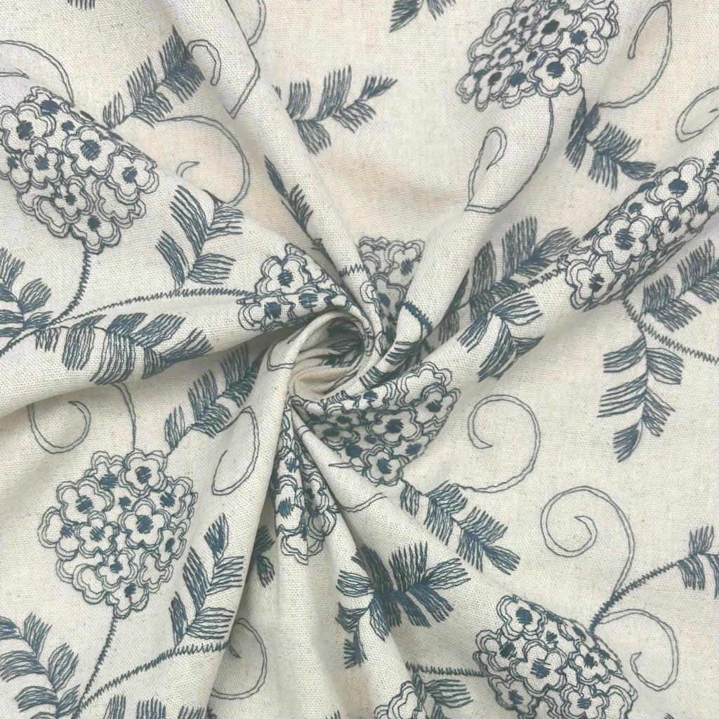 Floral Bliss Embroidered Linen Viscose Fabric