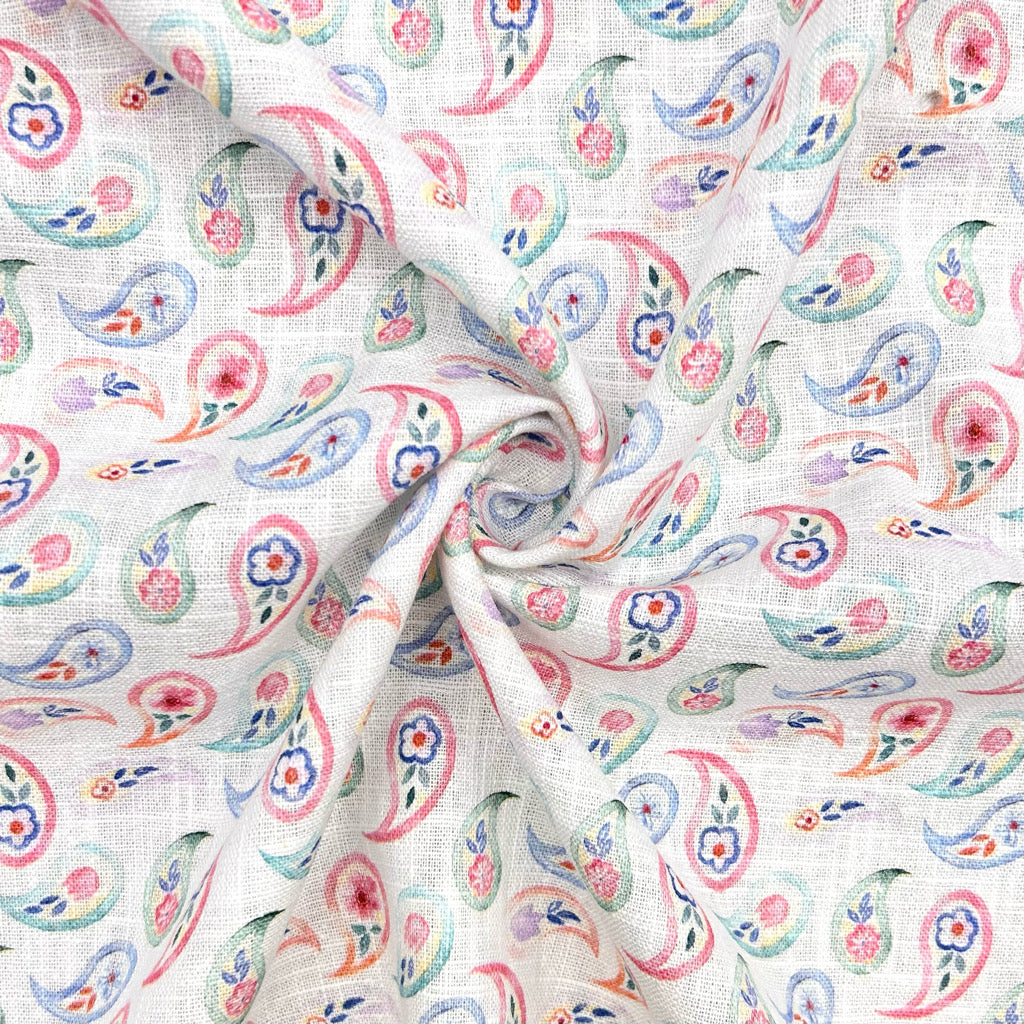 Colourful Paisleys Cotton Linen Fabric