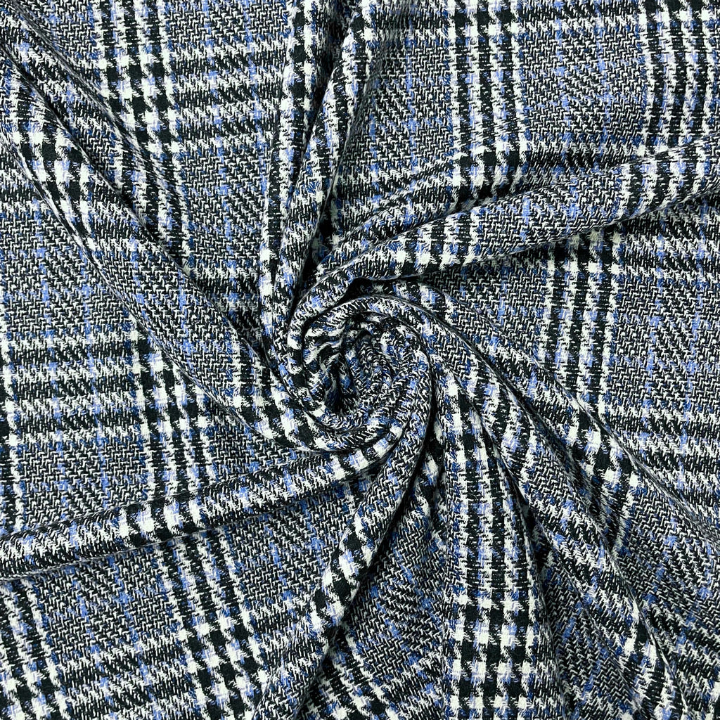 Large Blue/Beige Checkered Wool Blend Fabric - 2 metres for £9.95 #26