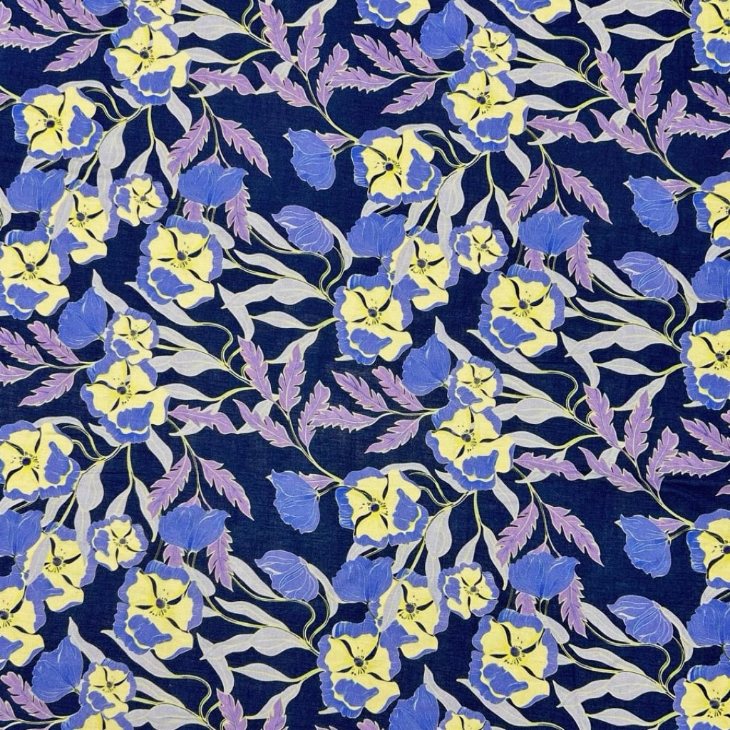 Evening Blossom Bamboo Linen Blend Fabric
