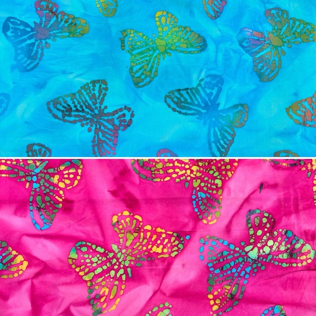 Multicoloured Butterflies Cotton Batik Fabric - Pound Fabrics