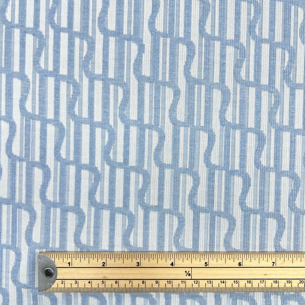 Blue Waves Ribbed Jersey Fabric - Pound Fabrics