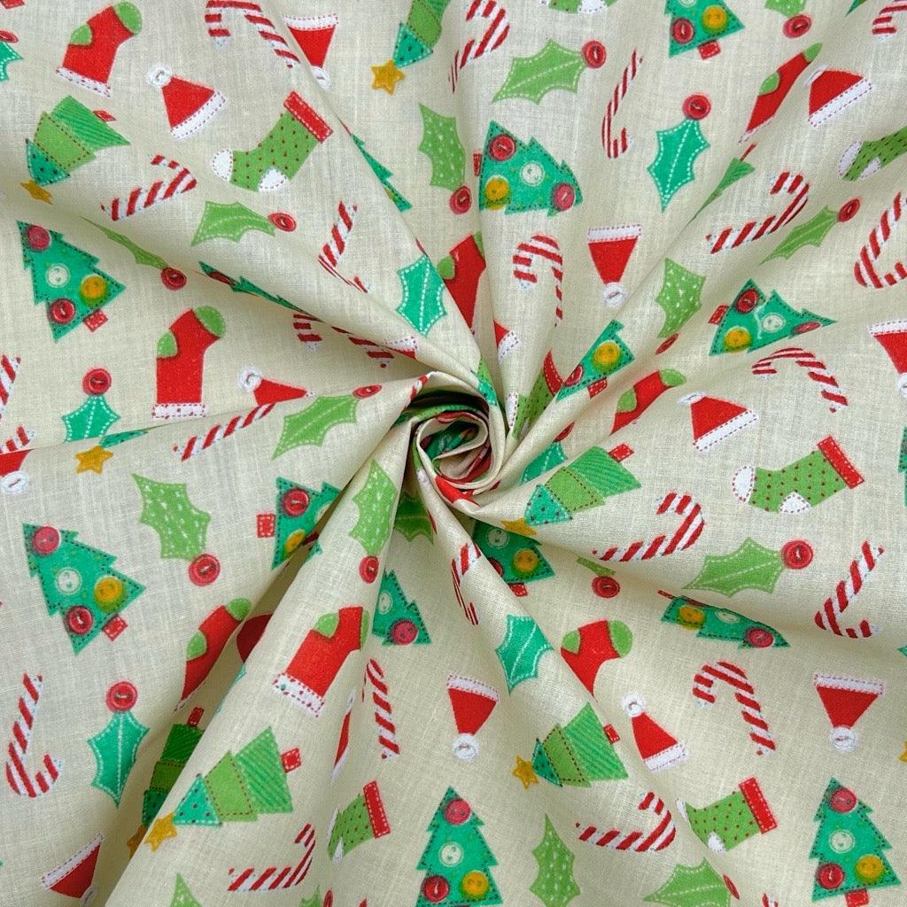 Crafty Christmas Polycotton Fabric - Pound Fabrics