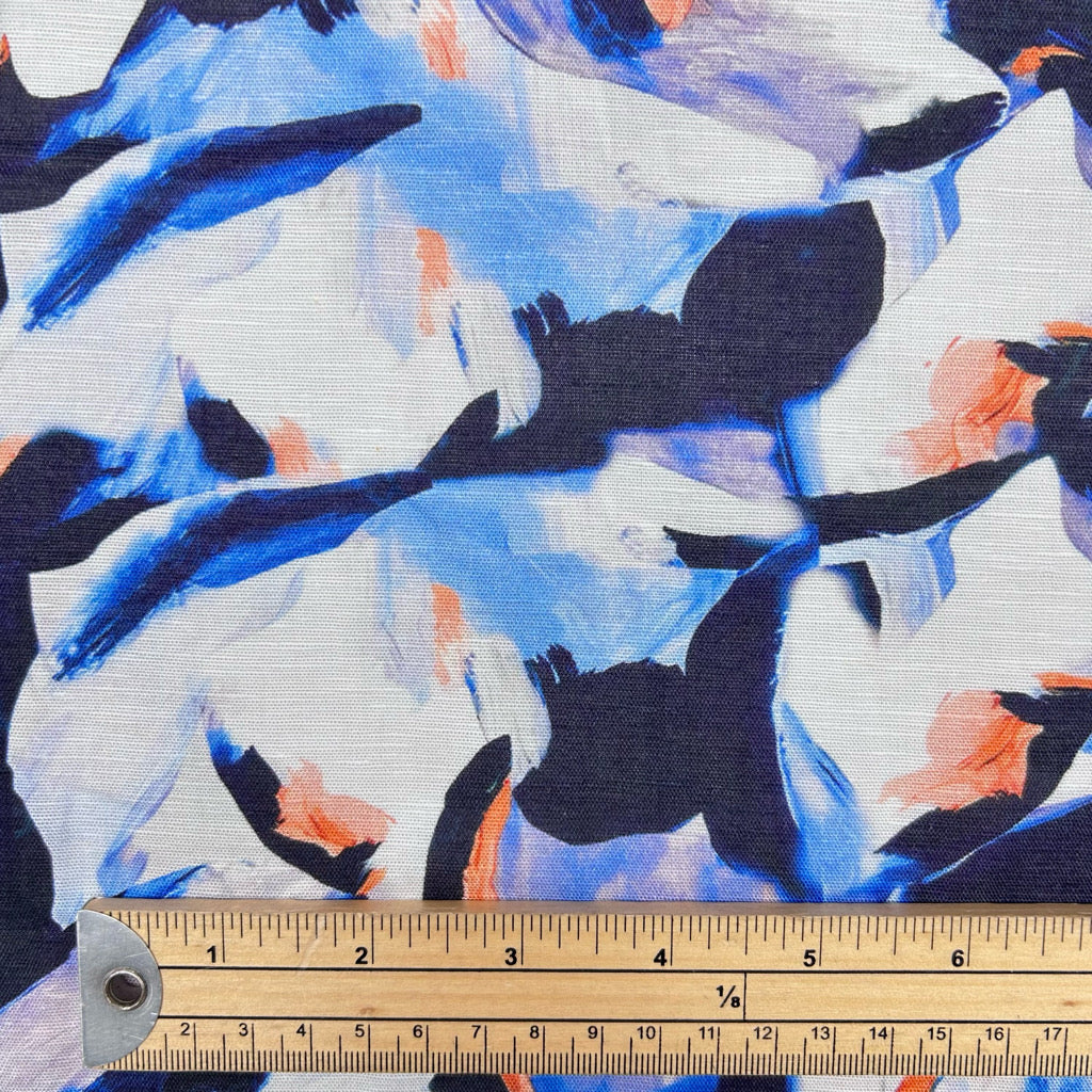 Island Blues Bamboo Linen Blend Fabric