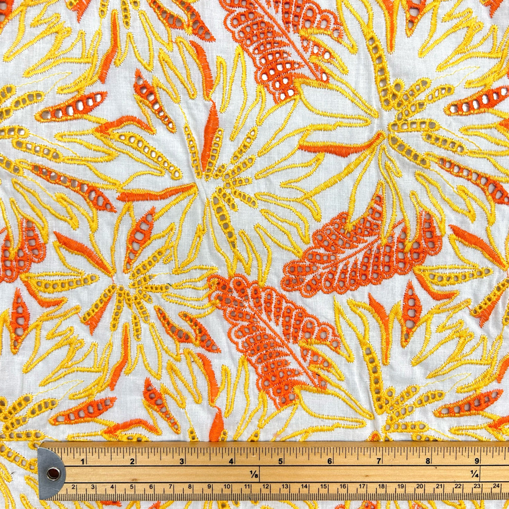 Shadow Work Embroidered Cotton Fabric