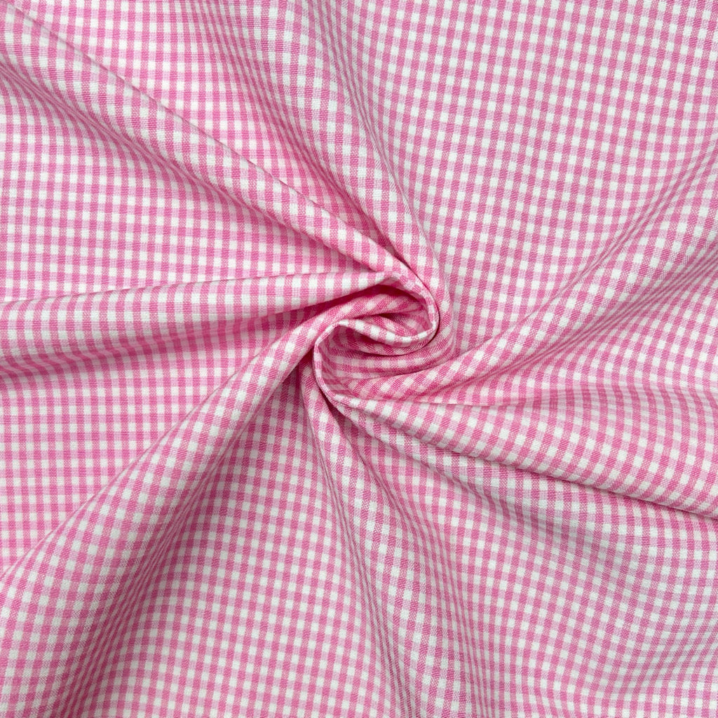 Pink Tiny Check Suiting Fabric