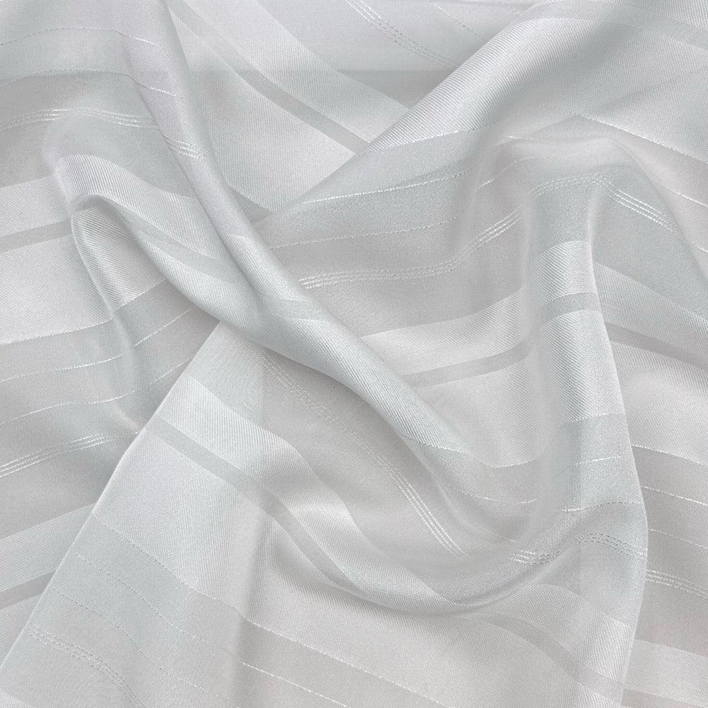 Lurex Striped Ivory Polyester Fabric - 3m Pre-cut for 3p! - Pound Fabrics