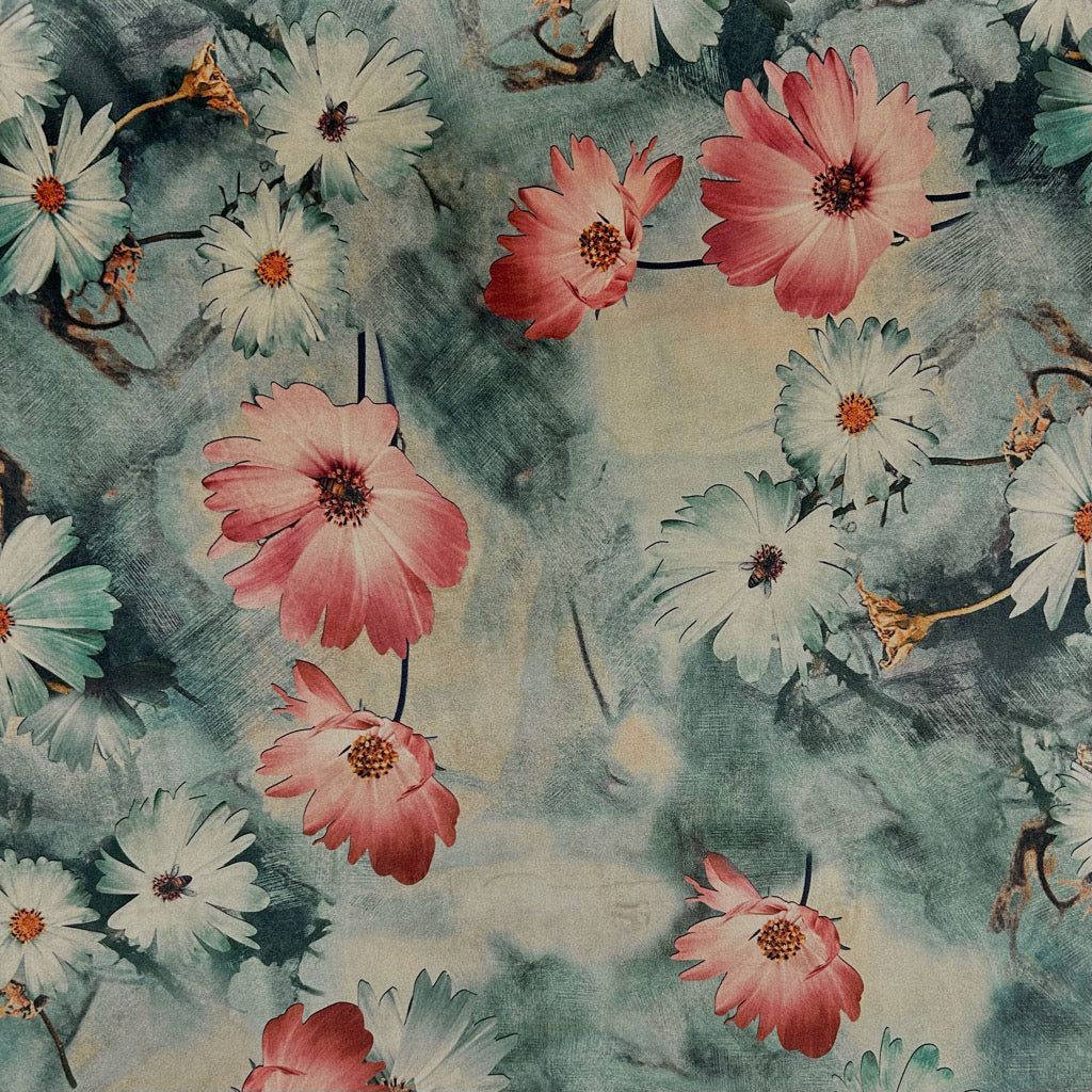 Vintage Daisy Stretch Velvet Fabric