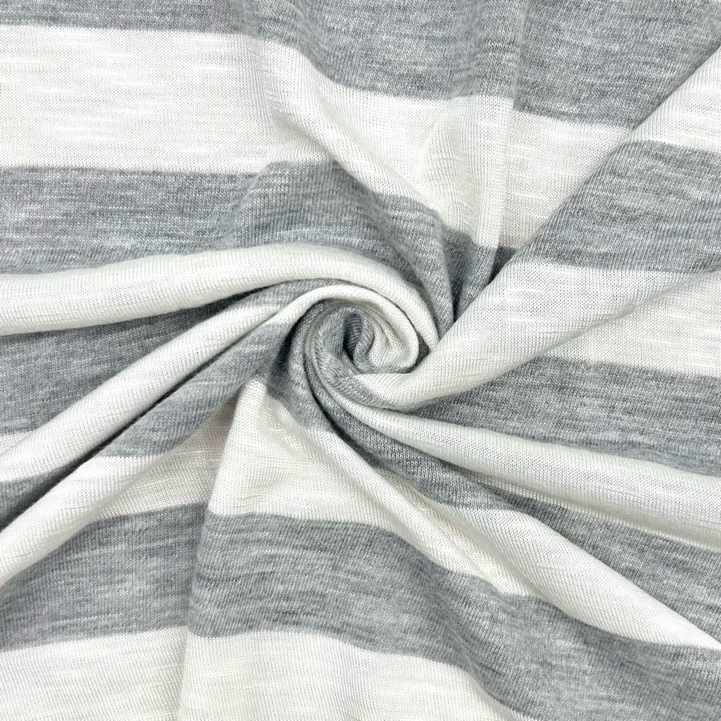 Ivory and Grey Striped Jersey Fabric