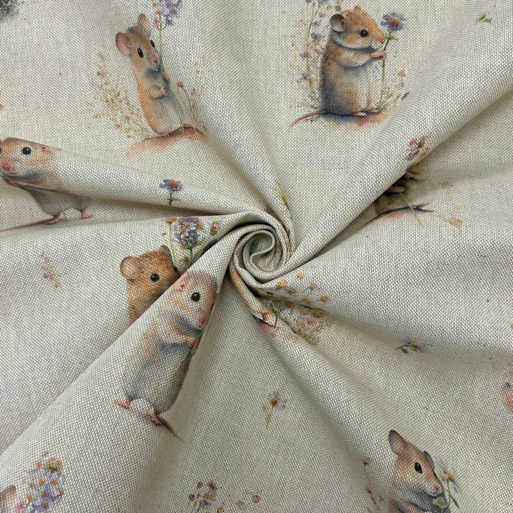 Field Mouse Digital Linen Look Polycotton Fabric