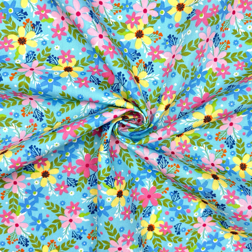 Bloom Scatter Rose & Hubble Cotton Poplin Fabric