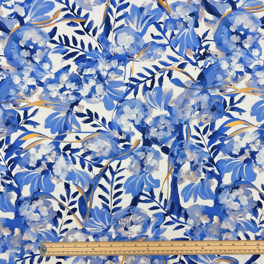 Chic Florals Linen Look Viscose Fabric