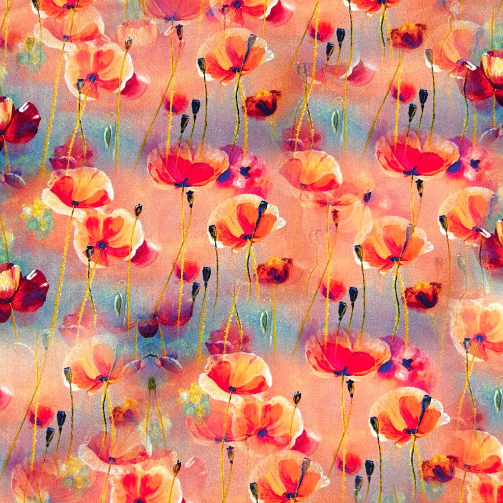 Dancing Wildflowers Viscose Poplin Fabric