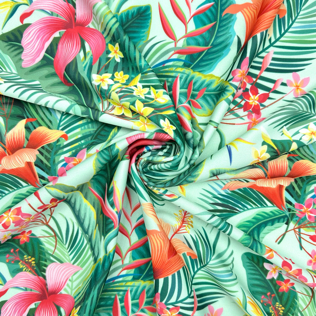 Paradise Leaves Swimwear Jersey Fabric