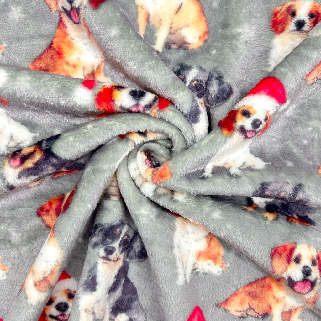 Festive Puppies Cuddle Fleece Fabric