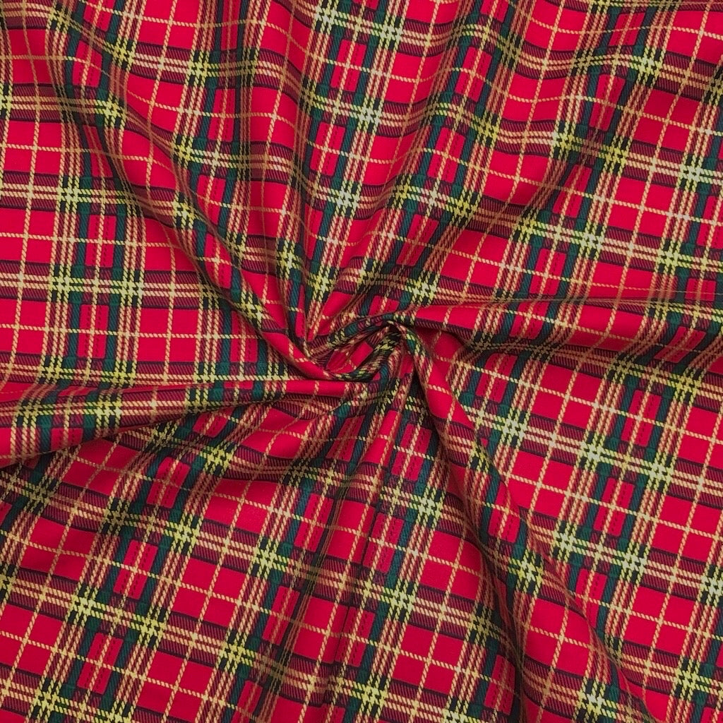Christmas Checkered Cotton Fabric