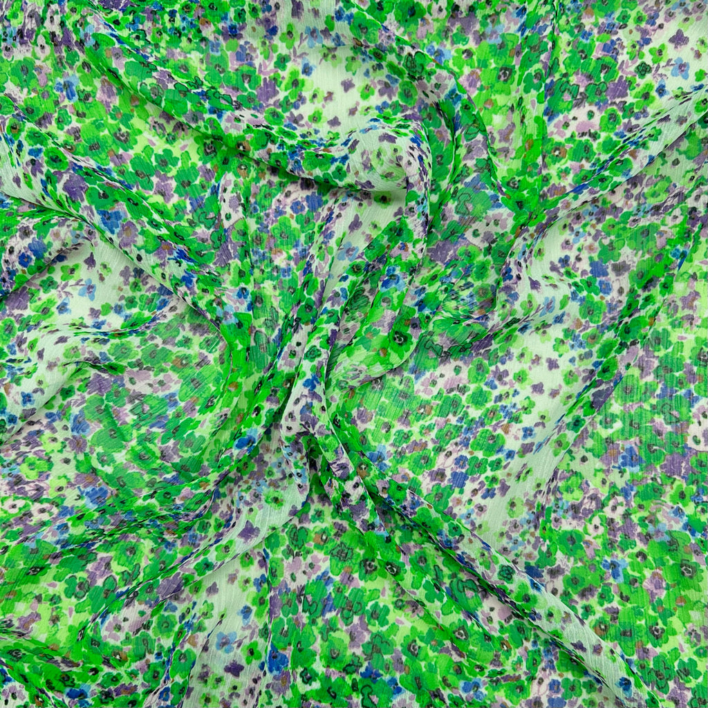 Green Petal Chiffon Fabric