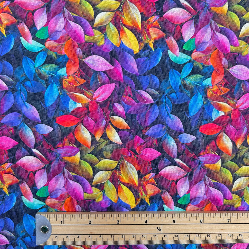 Rainbow Leaves Cotton Fabric