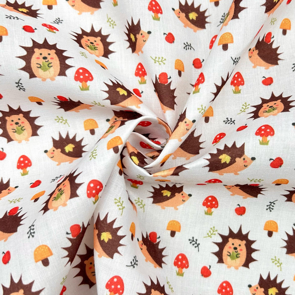 Autumn Hedgehog Polycotton Fabric