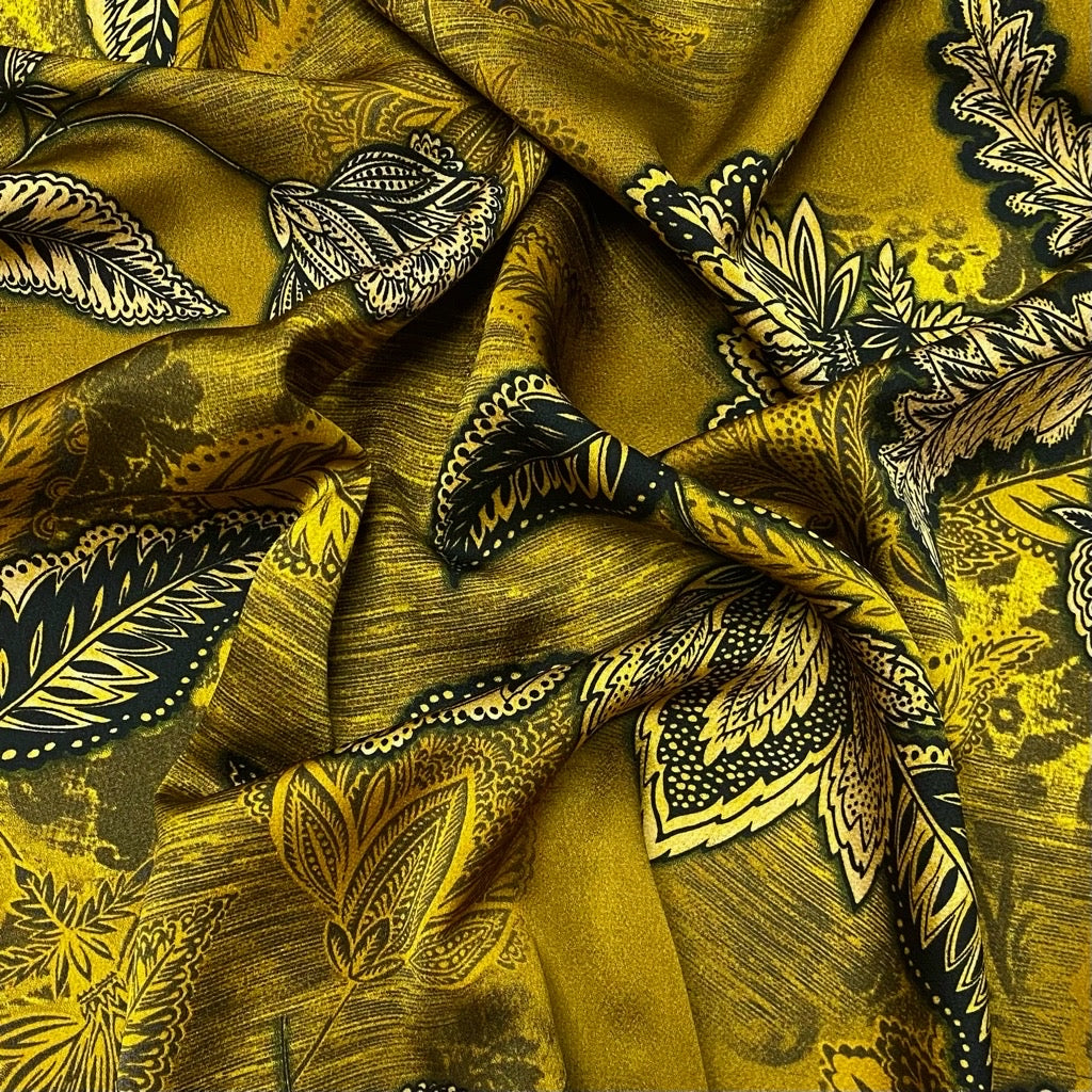Rustic Blooms Textured Satin Fabric