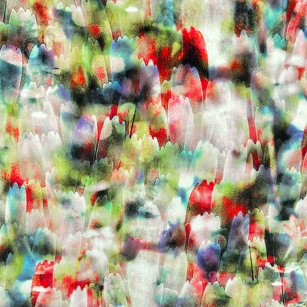 Watercolour Feathers Stretch Velvet Fabric