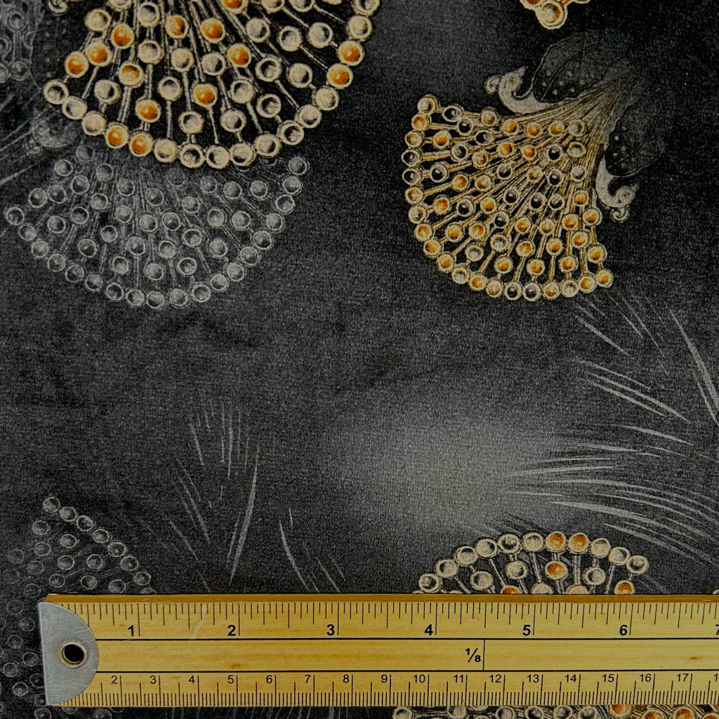 Peacock Garden Stretch Velvet Fabric