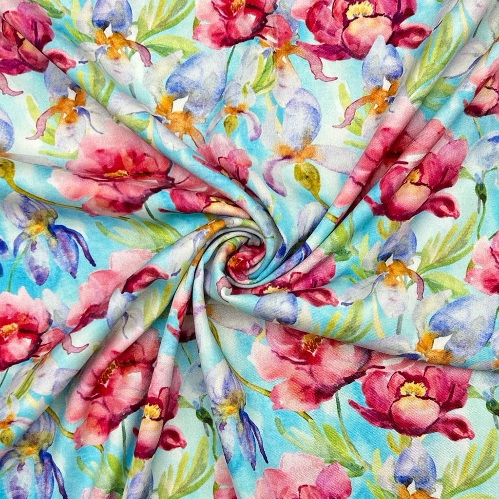 Pink Garden Stretch Viscose Twill Fabric - Pound Fabrics