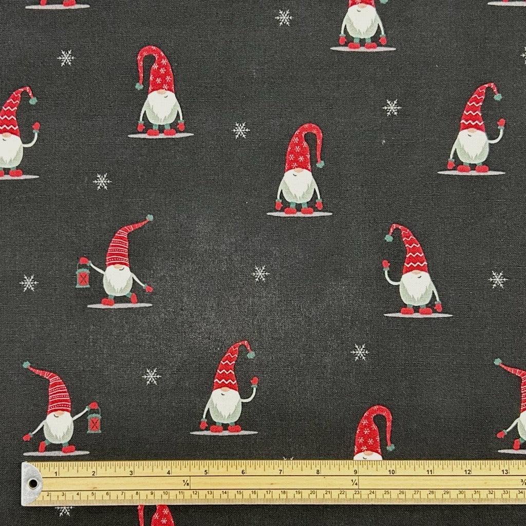 Christmas Gnomes Cotton Canvas Fabric - Pound Fabrics