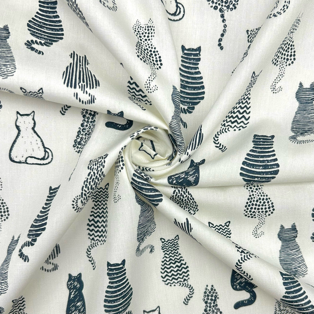 Striped Cats Rose &amp; Hubble Cotton Poplin Fabric