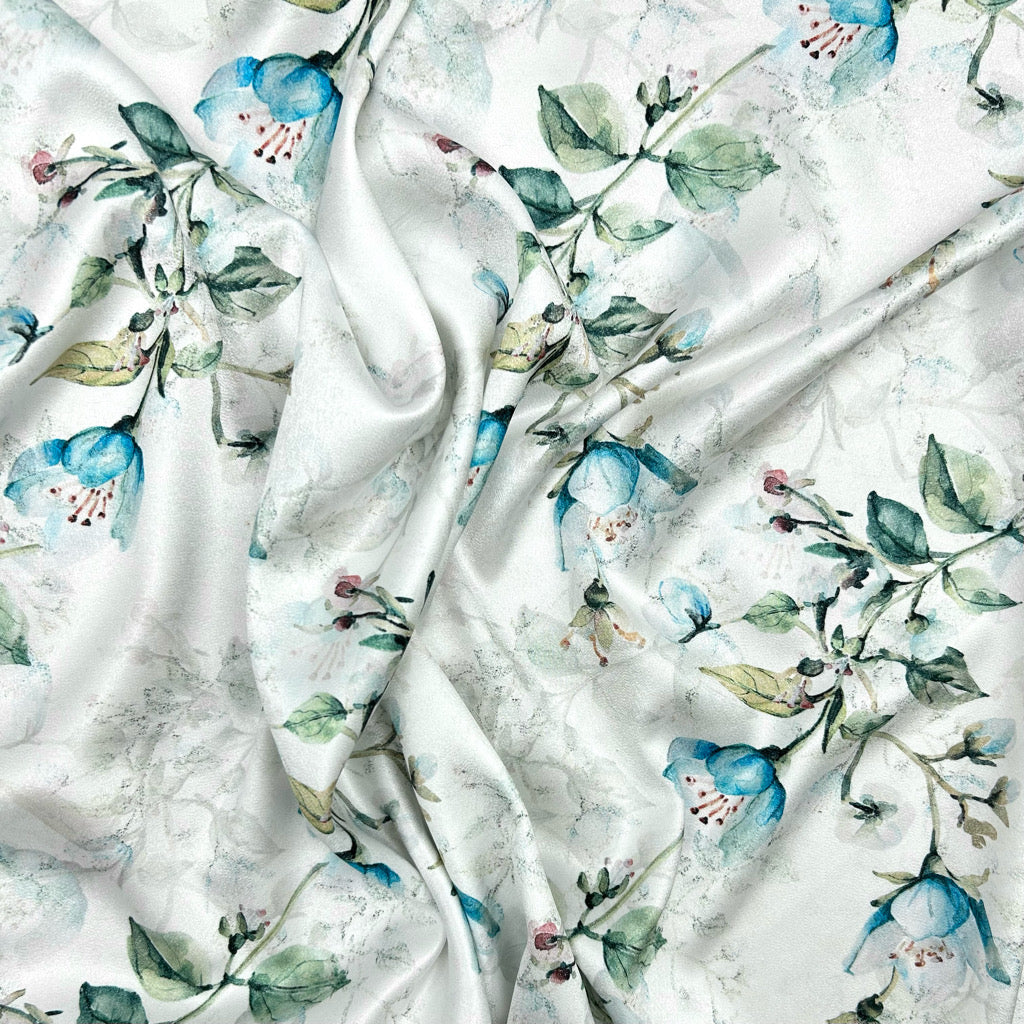 Island Petals Silky Satin Fabric