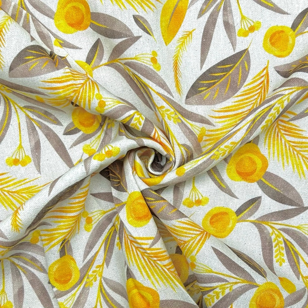 Yellow Meadow Viscose Linen Fabric - Pound Fabrics