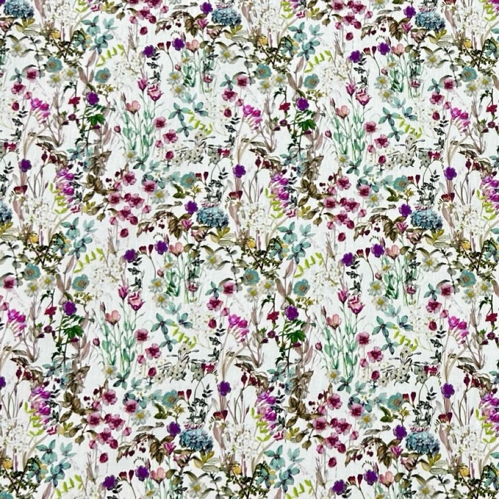 Wild Floral Rose &amp; Hubble Cotton Poplin Fabric - Pound Fabrics