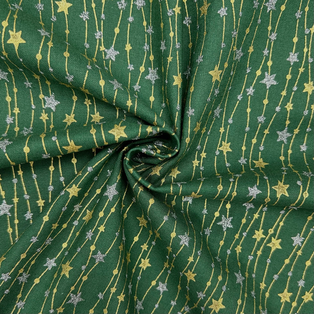 Hanging Stars Christmas Cotton Fabric
